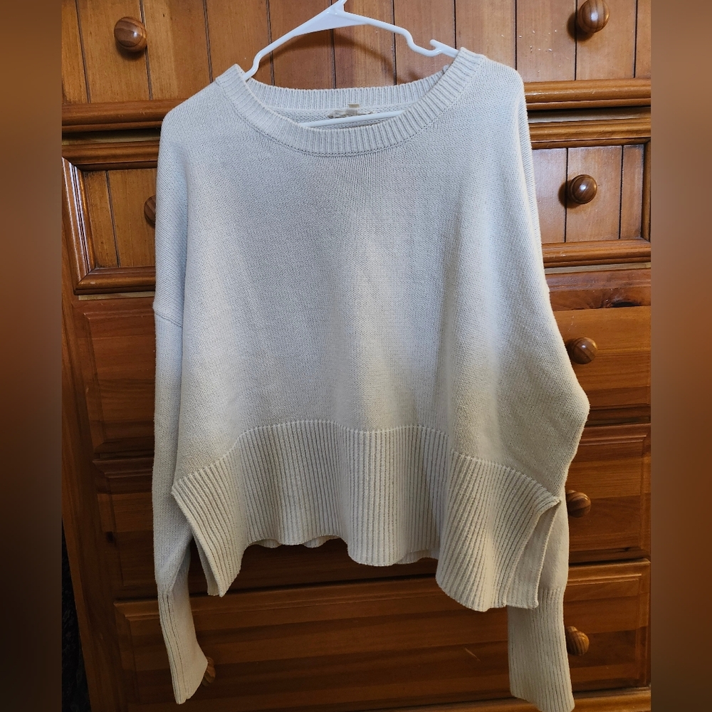 Grade And Gather Cream Cotton Blend Oversized Sweater